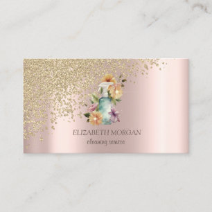 Gold Diamonds Floral Spray Bottle Business Card
