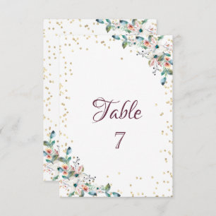 Gold Diamonds  Flowers Table Card