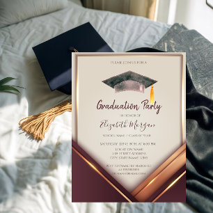 Gold Diamonds,Frame,Graduation Cap Graduation Invitation