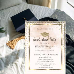 Gold Diamonds Frame Watercolor Splash  Invitation