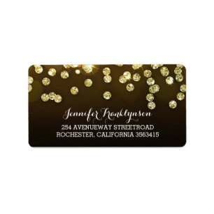 Gold Diamonds Glitter Wedding Label