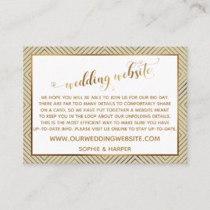 Gold Diamonds Hearts Script Sage Wedding Website Enclosure Card