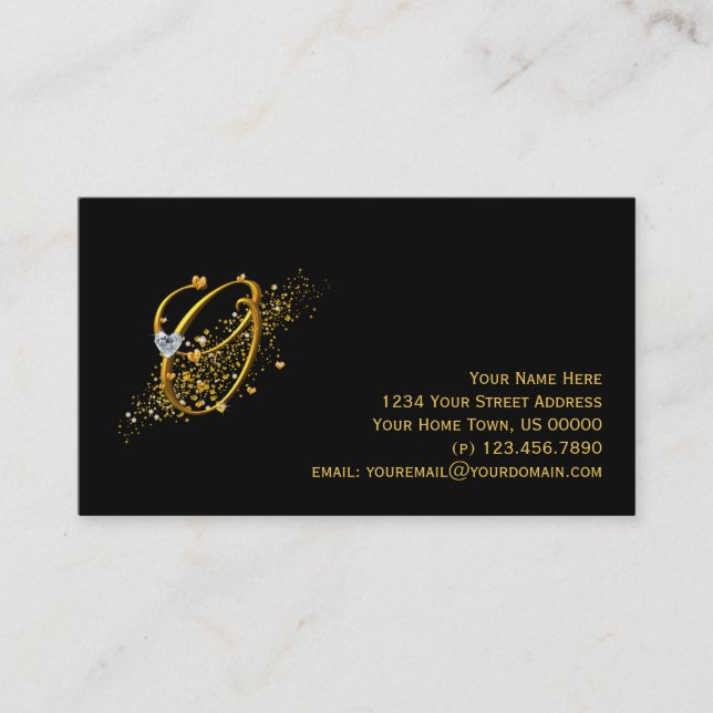 Gold & Diamonds Initial O Stardust Business Card (Front)