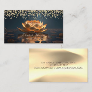 Gold Diamonds Lotus Dark Business Card