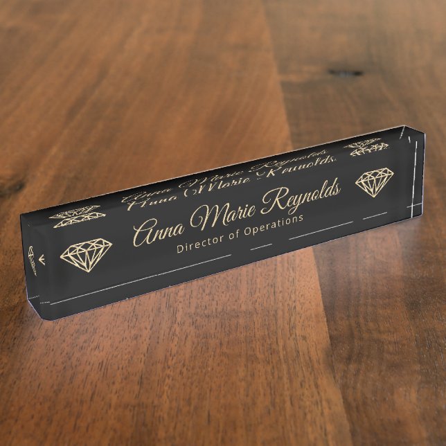Gold Diamonds Professional Nameplate (Side)