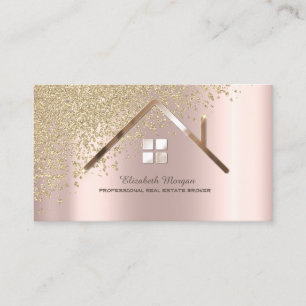 Gold Diamonds Rose Gold Real Estate Agent  Business Card