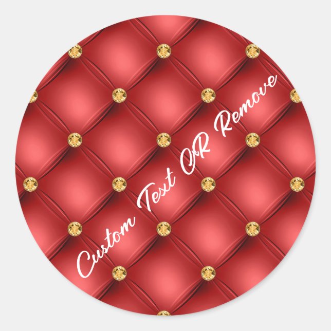 Gold Diamonds Tufted LCustom Text Red Sticker (Front)