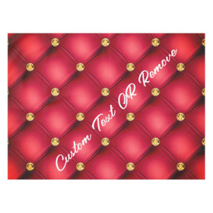 Gold Diamonds Tufted Text Name Red Tablecloth