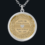 Gold Diamonds Wedding Anniversary  Silver Plated Necklace<br><div class="desc">Encrusted gold diamonds ( diamonds are not real) 35th wedding anniversary customisable clock. You can change the anniversary year</div>