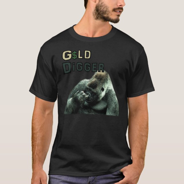 GOLD DIGGER Funny Nose picking Gorilla T-Shirt (Front)