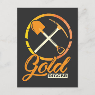 Gold Digger Panning Mining Funny Miner Postcard