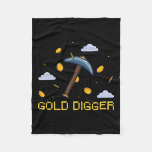 Gold Digger Treasure Hunting Gold Digging Pixelate Fleece Blanket