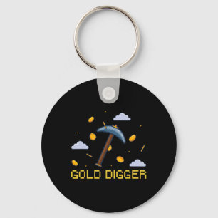 Gold Digger Treasure Hunting Gold Digging Pixelate Key Ring