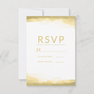 Gold Dijon Mustard Watercolor Modern Wedding RSVP
