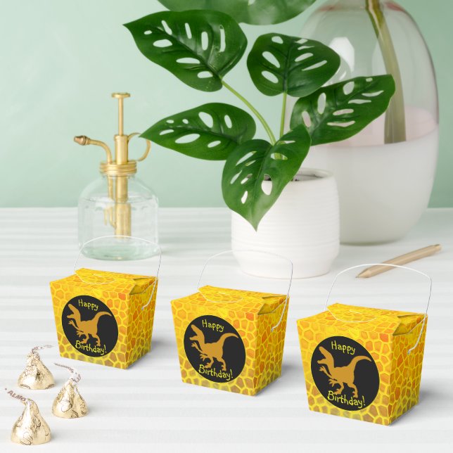 Gold Dinosaur Hide Happy Birthday!  Favour Box (Multiple)