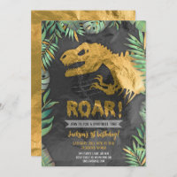 Gold Dinosaur Roar Birthday