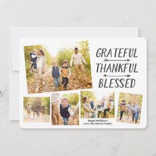 Gold Dipped Arrows Grateful Thankful Blessed   Holiday Card