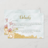Gold Dipped Floral Wedding Details Card
