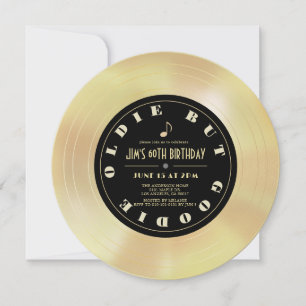 Gold Disc/Vinyl Record 60th Birthday Invitation