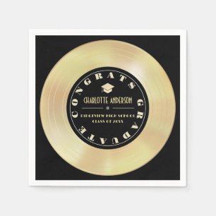Gold Disc/Vinyl Record Black Graduation Napkin