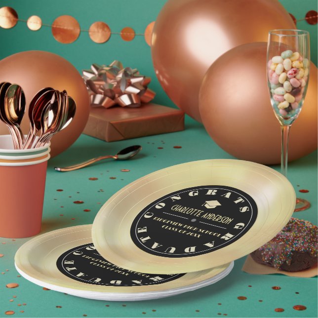 Gold Disc/Vinyl Record Graduation Paper Plate (Multi)