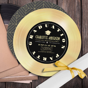 Gold Disc/Vinyl Record Graduation Party Invitation
