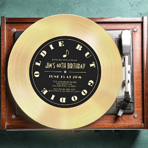 Gold Disc/Vinyl Record Photo 60th Birthday Invitation