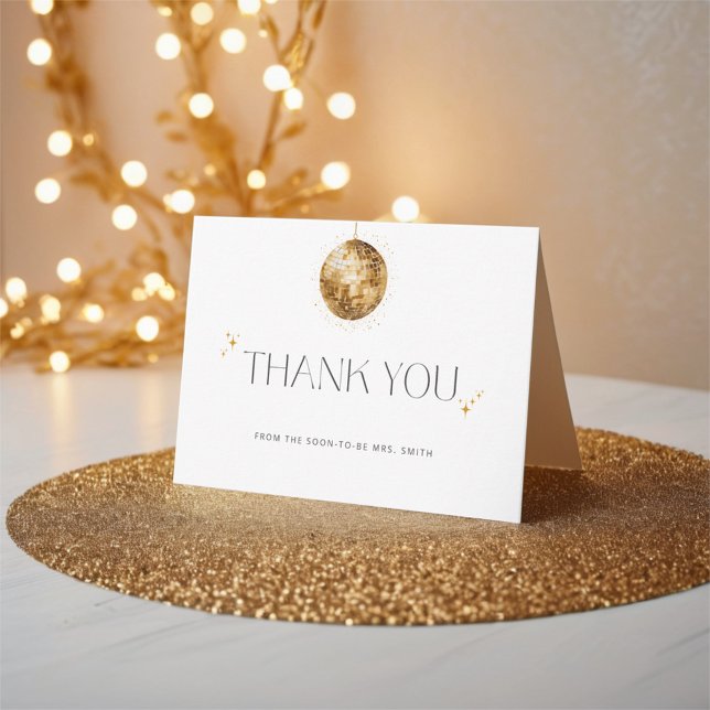 Gold Disco Ball Bridal Shower Thank You Card (Creator Uploaded)