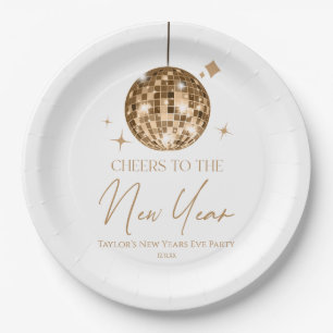 Gold Disco Ball Cheers New Years Eve Party  Paper Plate