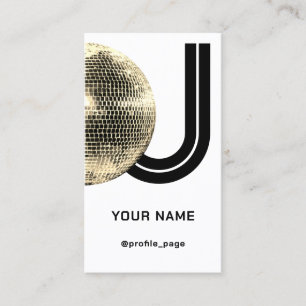 Gold disco ball deejay initials  business card
