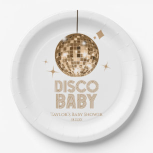 Gold Disco Ball 'Disco Baby' Baby Shower Paper Plate