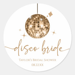 Gold Disco Ball Disco Bride Bridal Shower Classic Round Sticker