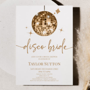Gold Disco Ball Disco Bride Bridal Shower Invitation
