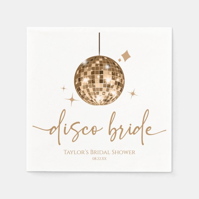 Gold Disco Ball Disco Bride Bridal Shower Napkin (Front)