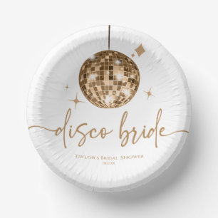 Gold Disco Ball Disco Bride Bridal Shower Paper Plate