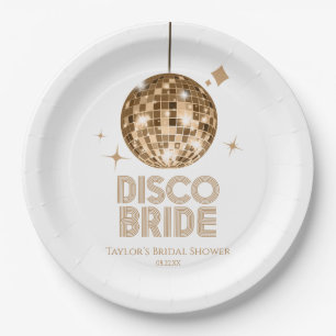 Gold Disco Ball Disco Bride Bridal Shower Paper Plate