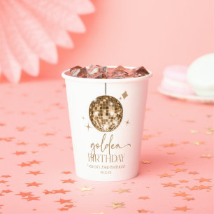 Gold Disco Ball Golden Birthday Party Paper Cups