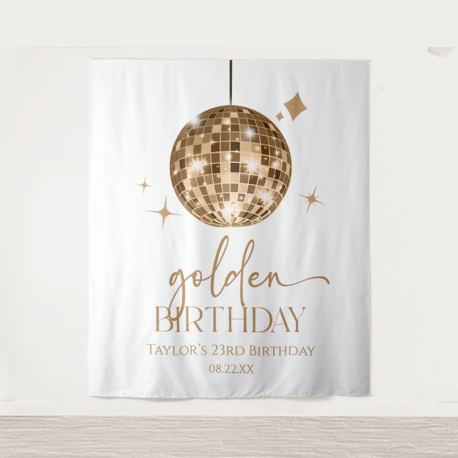Gold Disco Ball Golden Birthday Party Tapestry (Front)