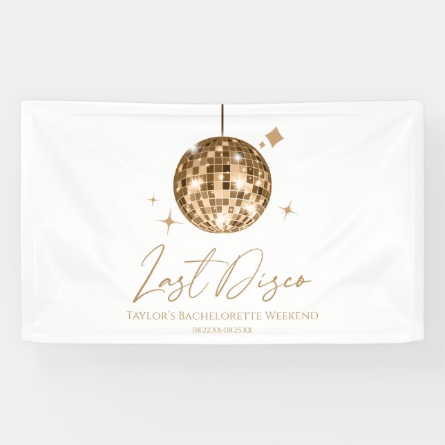 Gold Disco Ball Last Disco Bachelorette Party Banner (Horizontal)