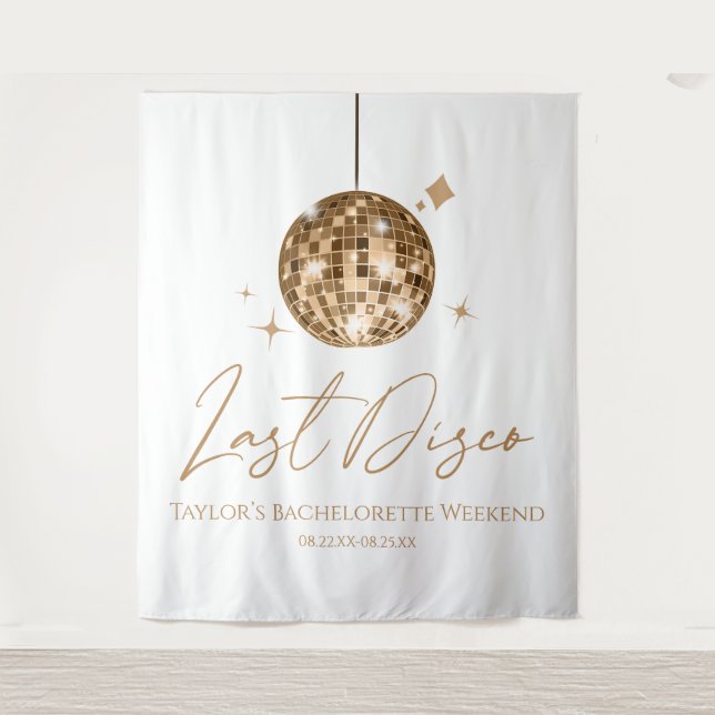 Gold Disco Ball Last Disco Bachelorette Party Tapestry (Front)