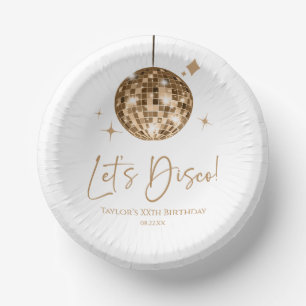 Gold Disco Ball Let's Disco Birthday Party Paper Plate