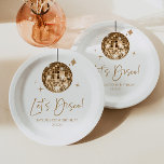 Gold Disco Ball Let's Disco Birthday Party Paper Plate<br><div class="desc">These are Gold Disco Ball Let's Disco Birthday Party Paper Plates!</div>