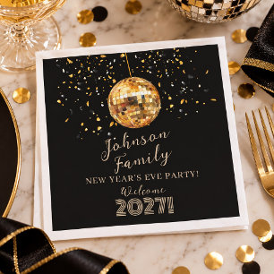 Gold Disco Ball New Year's Eve Party  Napkin