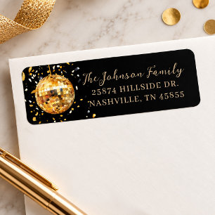 Gold Disco Ball New Year's Eve Return Address