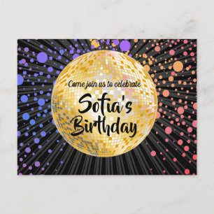 gold disco ball Postcard invitation