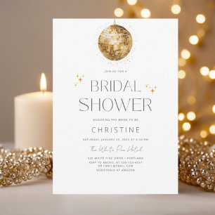 Gold Disco Ball Sparkle Bridal Shower Invitation