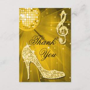 Gold Disco Ball Sparkle Heels Thank You Card