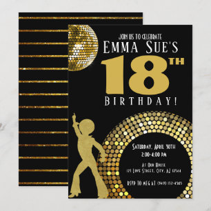 Gold Disco Ball Studio 54 Party Any Age Birthday  Invitation