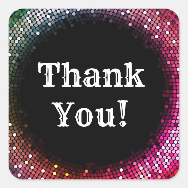 gold disco ball thank you stickers (Front)