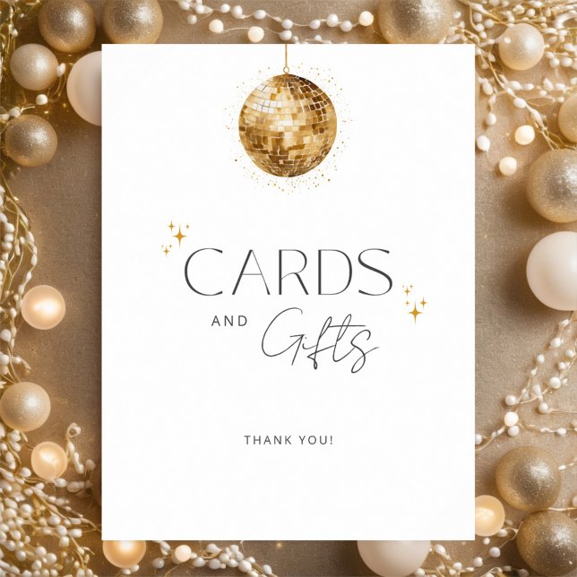 Gold Disco Retro Bridal Shower Cards And Gifts Poster (Creator Uploaded)